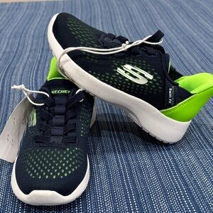 Skechers Dark Blue and Bright Green Athletic Shoes